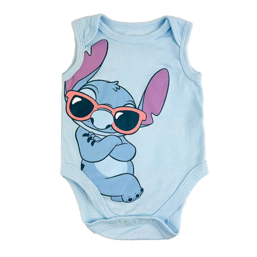 Disney Lilo & Stitch Baby Blue Sleeveless Bodysuit Size 0-3 Months Romper